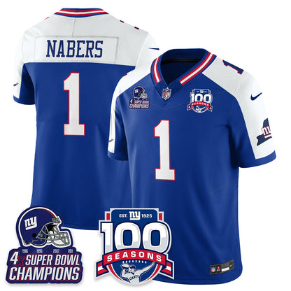 NYG 4-Time Champions Vapor Limited Jersey- 100th Season - All Stitched
