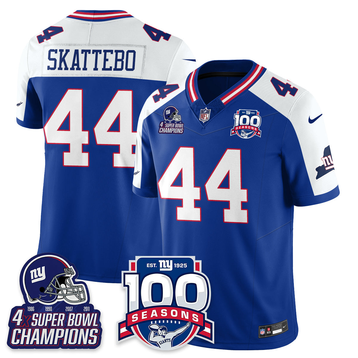 NYG 4-Time Champions Vapor Limited Jersey- 100th Season - All Stitched