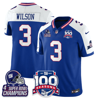 NYG 4-Time Champions Vapor Limited Jersey- 100th Season - All Stitched