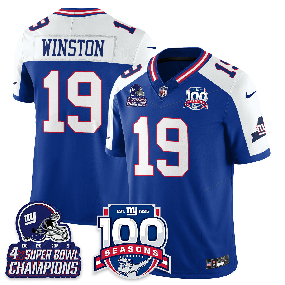 NYG 4-Time Champions Vapor Limited Jersey- 100th Season - All Stitched