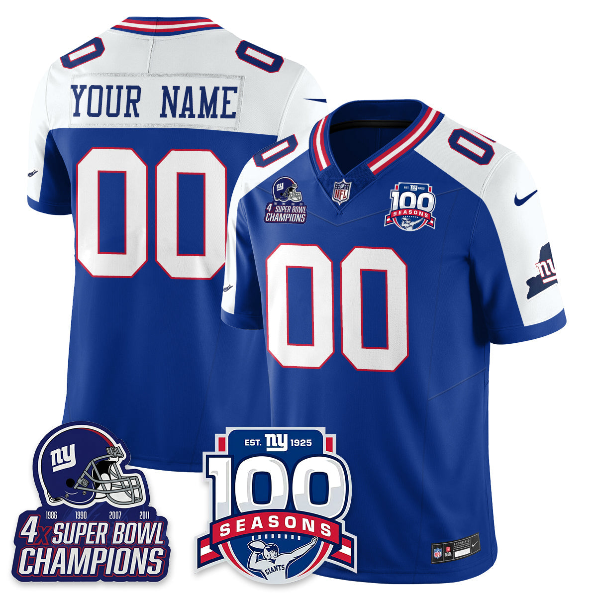 NYG 4-Time Champions Vapor Limited Jersey- 100th Season - All Stitched