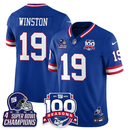 NYG 4-Time Champions Vapor Limited Jersey- 100th Season - All Stitched