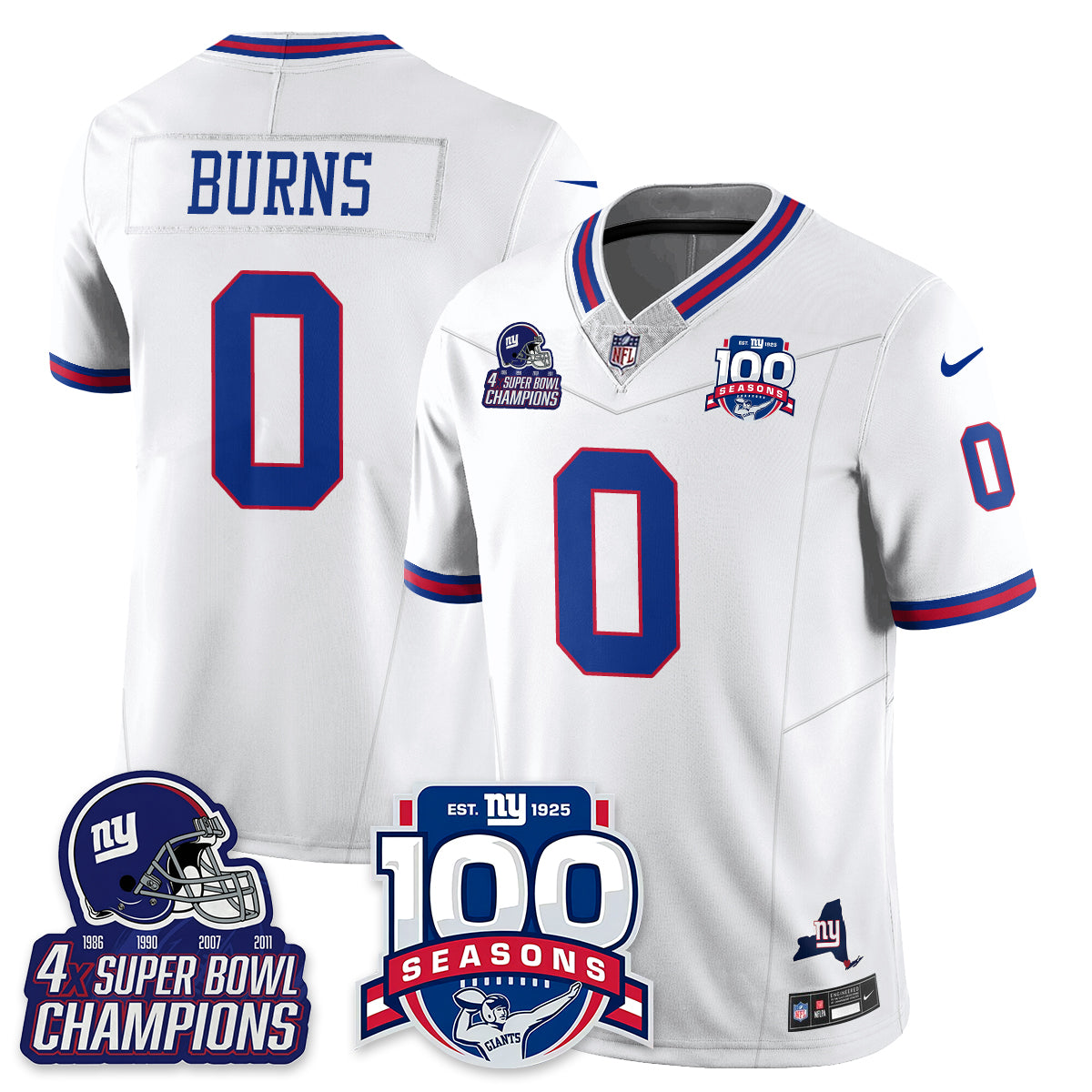 NYG 4-Time Champions Vapor Limited Jersey- 100th Season - All Stitched