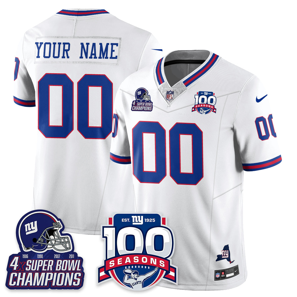 NYG 4-Time Champions Vapor Limited Jersey- 100th Season - All Stitched