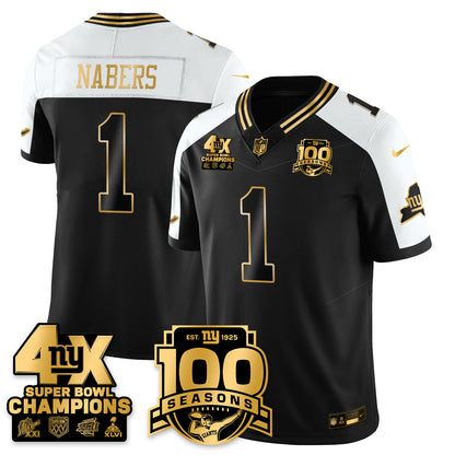 NYG 4-Time Champions Limited Gold Jersey- 100th Season - All Stitched