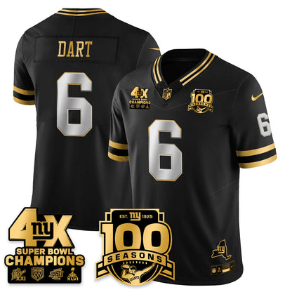 NYG 4-Time Champions Limited Gold Jersey- 100th Season - All Stitched