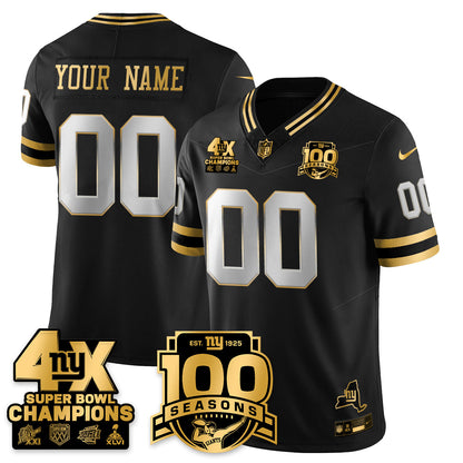 Custom NYG 4-Time Champions Limited Gold Jersey- 100th Season - All Stitched (Copy)