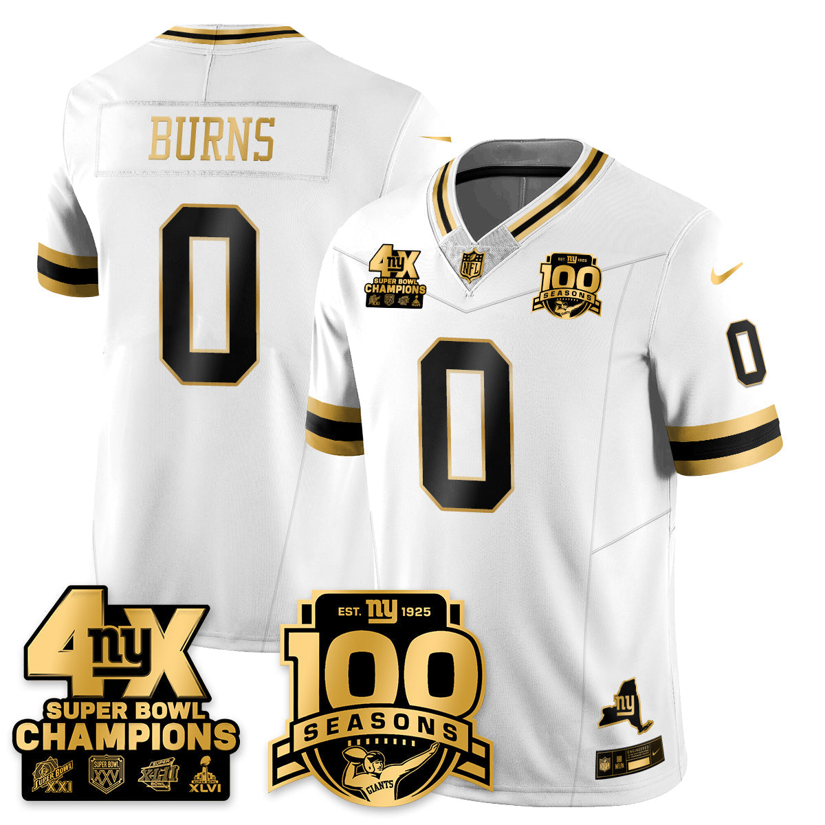 NYG 4-Time Champions Limited Gold Jersey- 100th Season - All Stitched