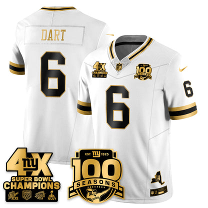 NYG 4-Time Champions Limited Gold Jersey- 100th Season - All Stitched