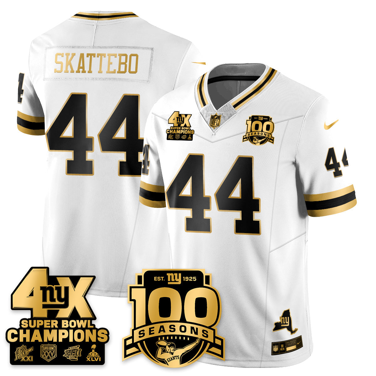 NYG 4-Time Champions Limited Gold Jersey- 100th Season - All Stitched