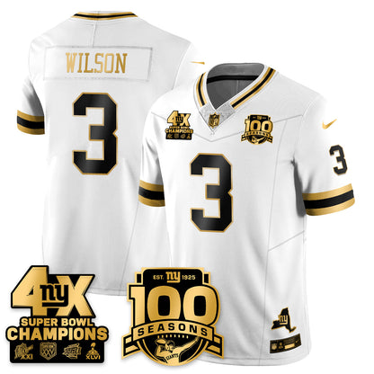 NYG 4-Time Champions Limited Gold Jersey- 100th Season - All Stitched