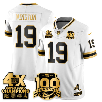 NYG 4-Time Champions Limited Gold Jersey- 100th Season - All Stitched