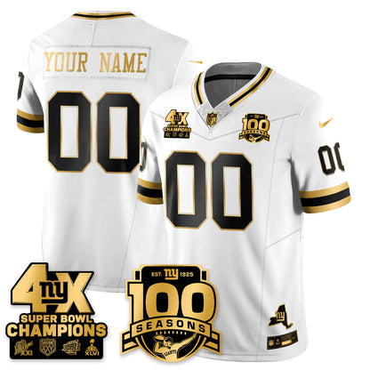 NYG 4-Time Champions Limited Gold Jersey- 100th Season - All Stitched
