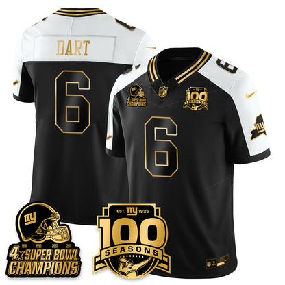 NYG 4-Time Champions Limited Gold Jersey V2- 100th Season - All Stitched
