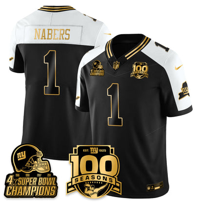 NYG 4-Time Champions Limited Gold Jersey V2- 100th Season - All Stitched