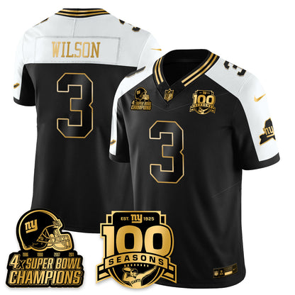 NYG 4-Time Champions Limited Gold Jersey V2- 100th Season - All Stitched