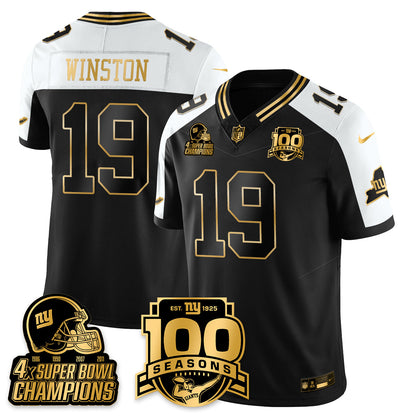 NYG 4-Time Champions Limited Gold Jersey V2- 100th Season - All Stitched
