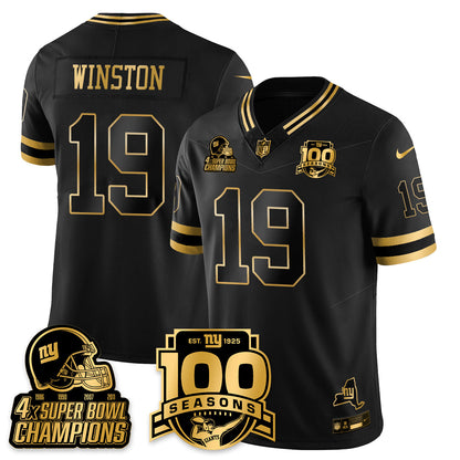 NYG 4-Time Champions Limited Gold Jersey V2- 100th Season - All Stitched