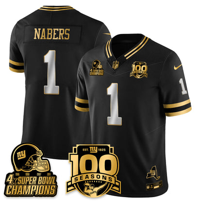 NYG 4-Time Champions Limited Gold Jersey V2- 100th Season - All Stitched