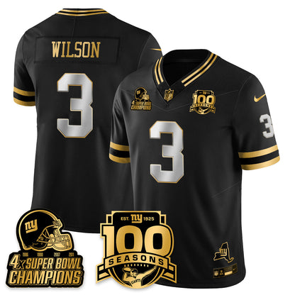 NYG 4-Time Champions Limited Gold Jersey V2- 100th Season - All Stitched