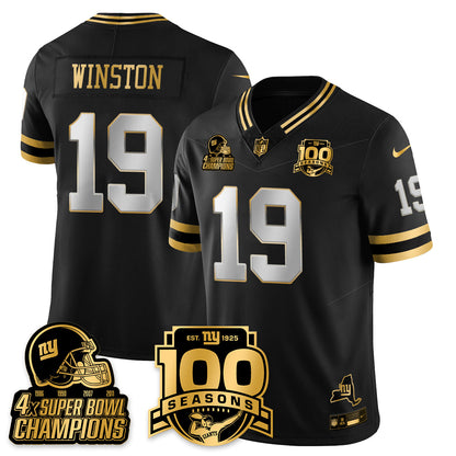 NYG 4-Time Champions Limited Gold Jersey V2- 100th Season - All Stitched