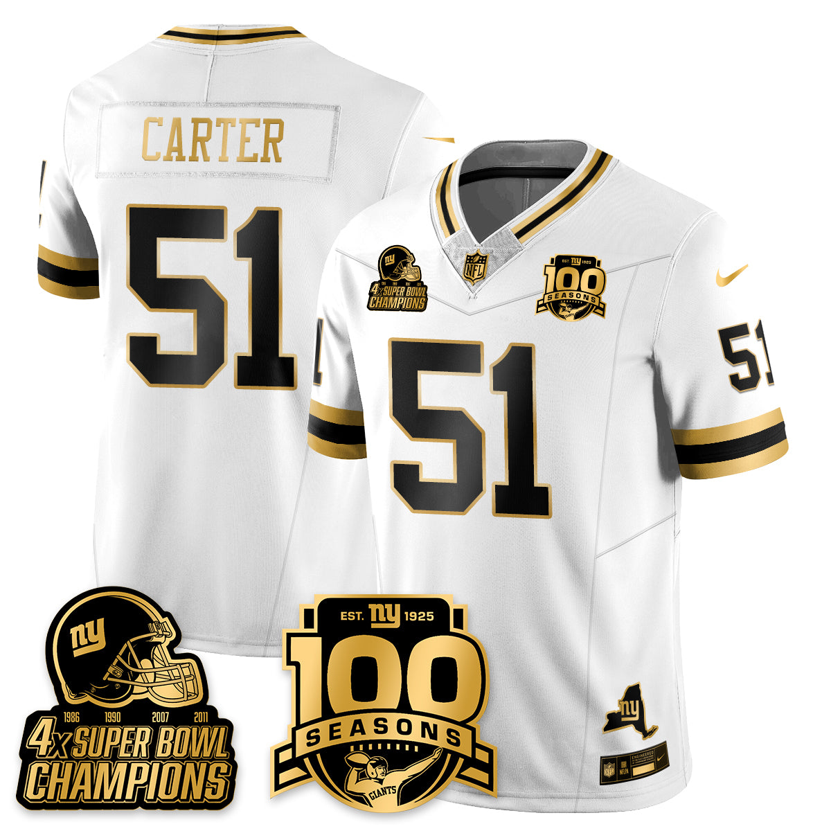 NYG 4-Time Champions Limited Gold Jersey V2- 100th Season - All Stitched