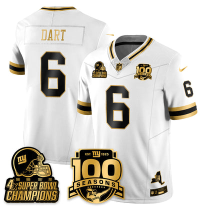 NYG 4-Time Champions Limited Gold Jersey V2- 100th Season - All Stitched