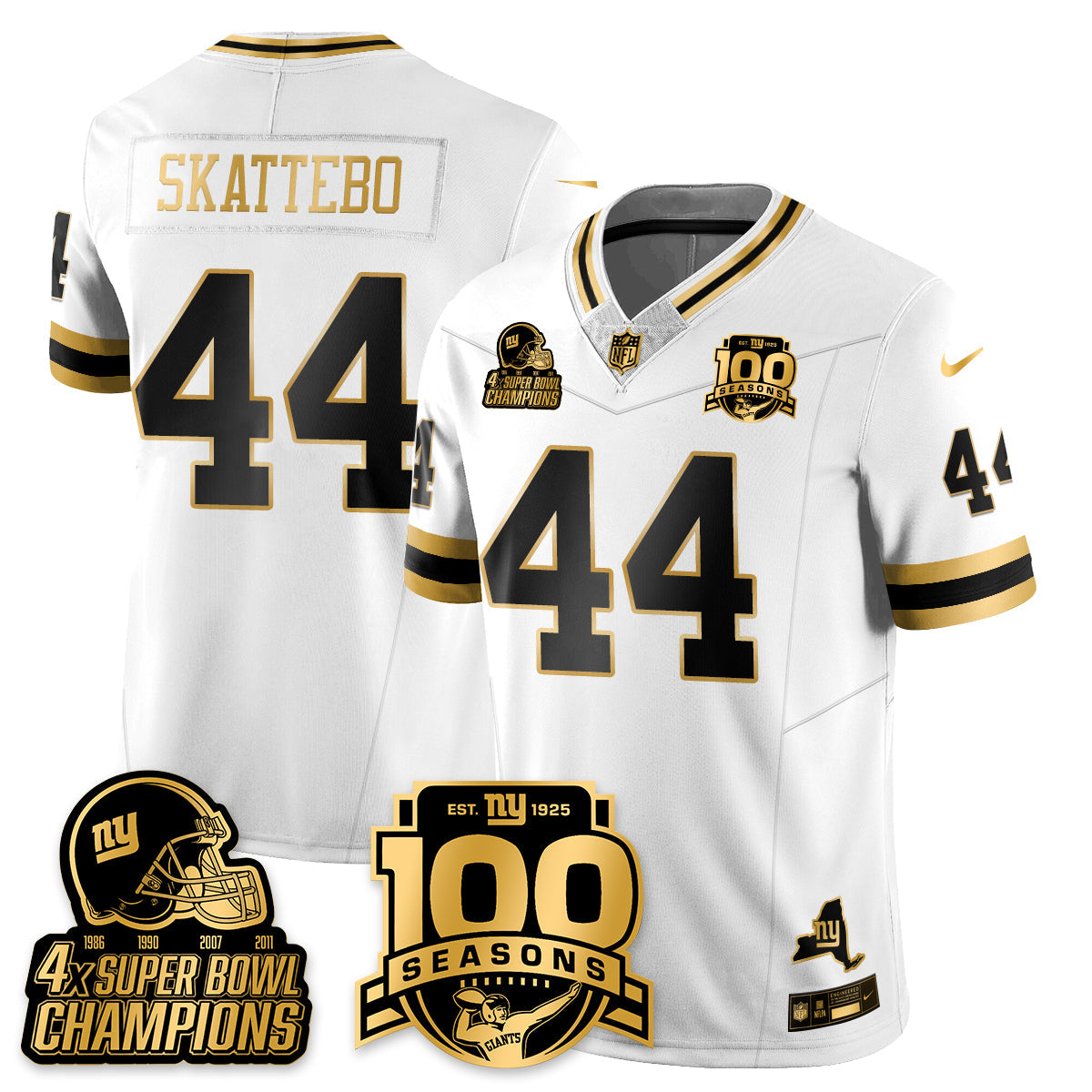 NYG 4-Time Champions Limited Gold Jersey V2- 100th Season - All Stitched
