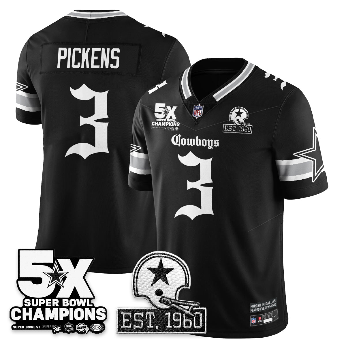 DAL 'Gothic 5-Time Champions Edition' Vapor Limited Jersey - All Stitched