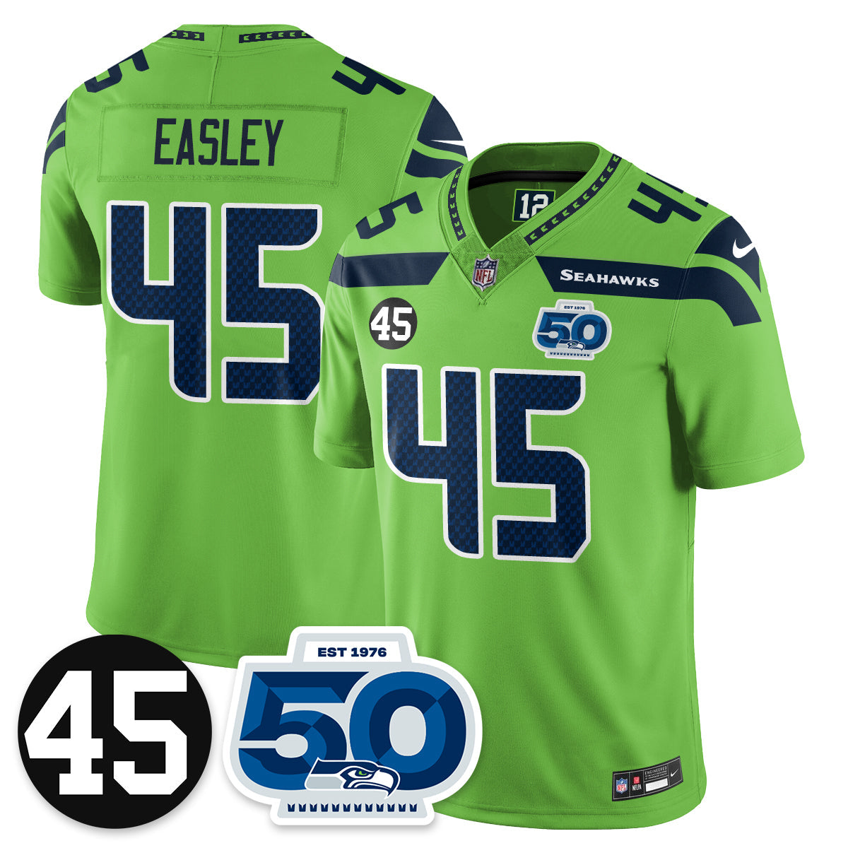 SEA Vapor Limited Jersey - Honor Kenny Easley - All Stitched
