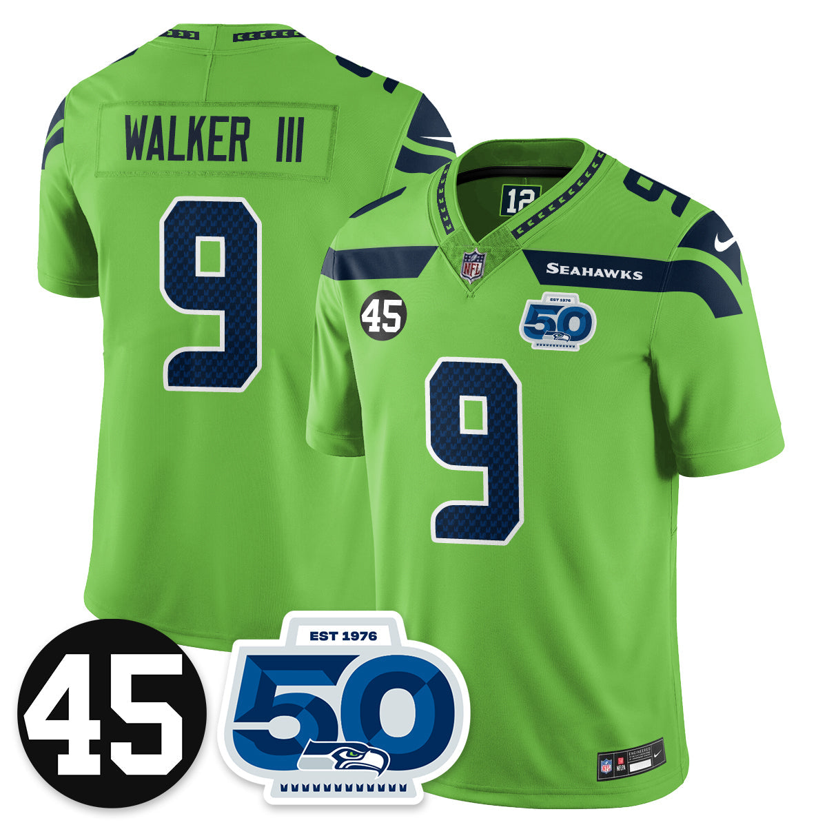 SEA Vapor Limited Jersey - Honor Kenny Easley - All Stitched