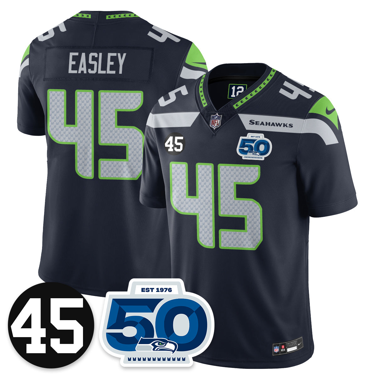 SEA Vapor Limited Jersey - Honor Kenny Easley - All Stitched