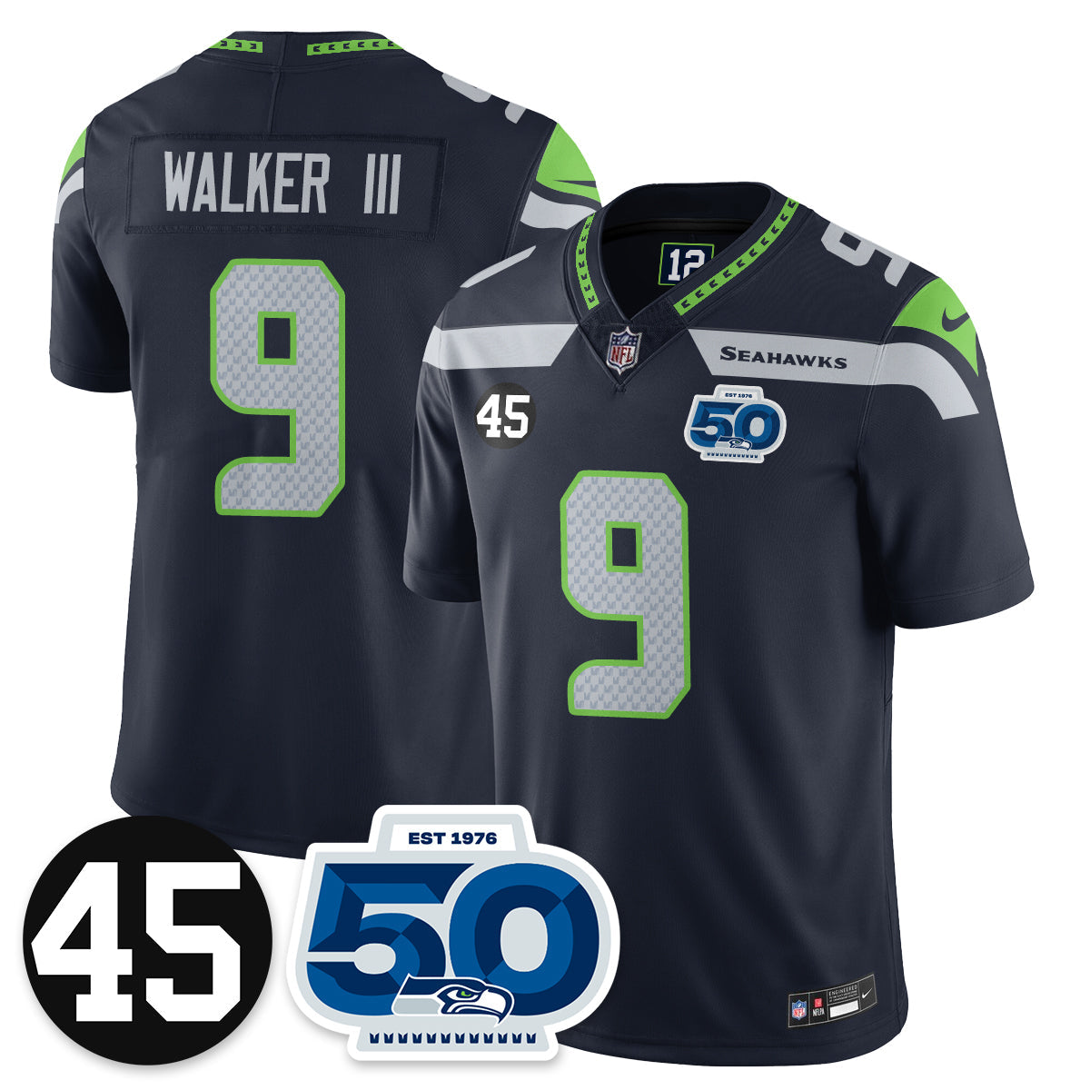 SEA Vapor Limited Jersey - Honor Kenny Easley - All Stitched