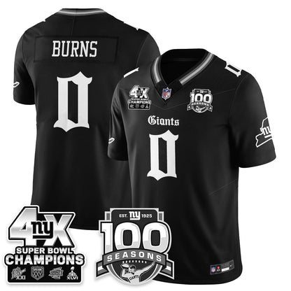 NYG 4-Time Champions Gothic Vapor Limited Jersey - 100th Seasons - All Stitched