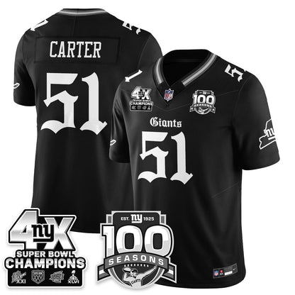 NYG 4-Time Champions Gothic Vapor Limited Jersey - 100th Seasons - All Stitched