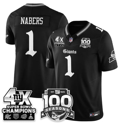 NYG 4-Time Champions Gothic Vapor Limited Jersey - 100th Seasons - All Stitched