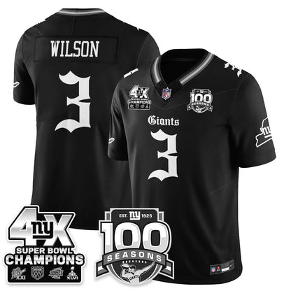 NYG 4-Time Champions Gothic Vapor Limited Jersey - 100th Seasons - All Stitched