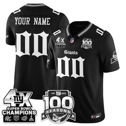 NYG 4-Time Champions Gothic Vapor Limited Jersey - 100th Seasons - All Stitched