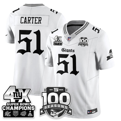 NYG 4-Time Champions Gothic Vapor Limited Jersey - 100th Seasons - All Stitched