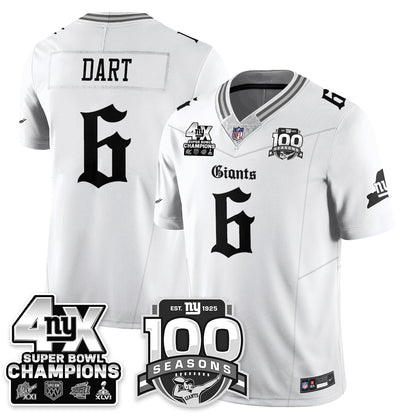 NYG 4-Time Champions Gothic Vapor Limited Jersey - 100th Seasons - All Stitched