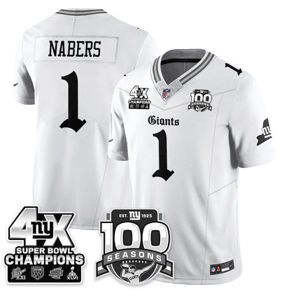 NYG 4-Time Champions Gothic Vapor Limited Jersey - 100th Seasons - All Stitched