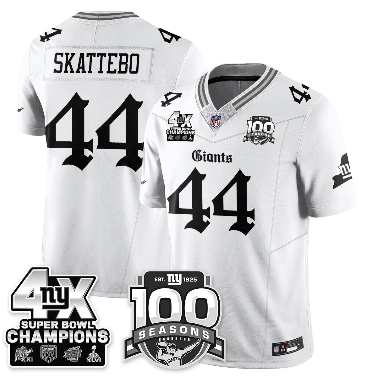 NYG 4-Time Champions Gothic Vapor Limited Jersey - 100th Seasons - All Stitched