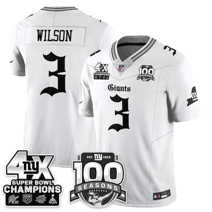 NYG 4-Time Champions Gothic Vapor Limited Jersey - 100th Seasons - All Stitched