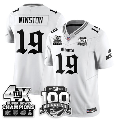 NYG 4-Time Champions Gothic Vapor Limited Jersey - 100th Seasons - All Stitched