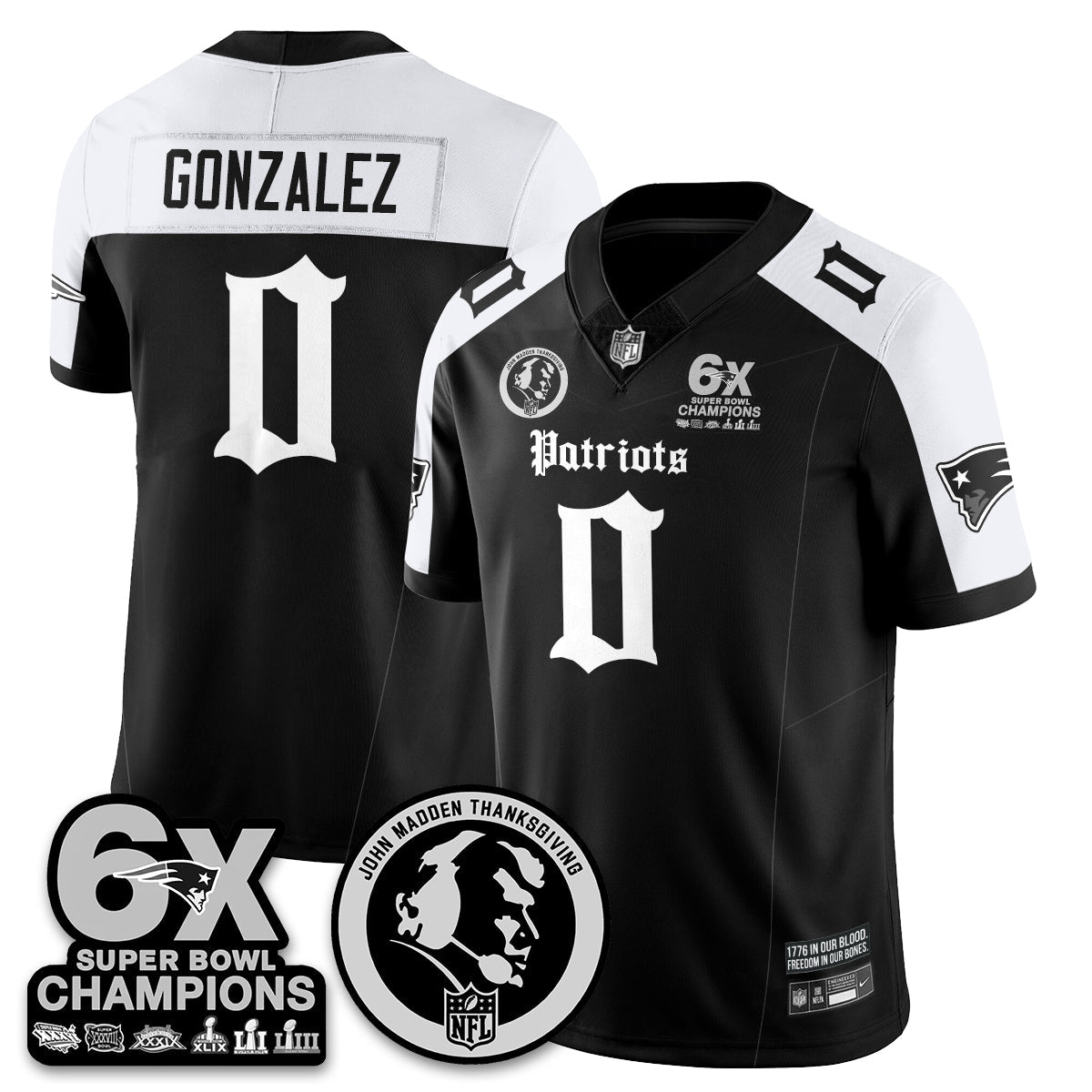 NE Gothic 6x Champions Patch Vapor Limited Jersey - John Madden Patch - All Stitched