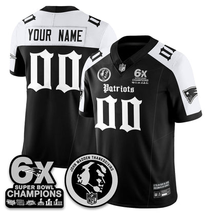 NE Gothic 6x Champions Patch Vapor Limited Custom Jersey - John Madden Patch - All Stitched