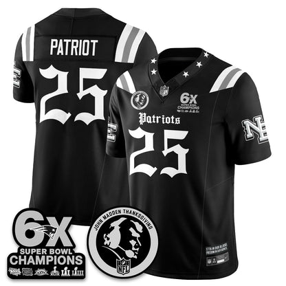 NE Gothic 6x Champions Patch Vapor Limited Jersey - John Madden Patch - All Stitched