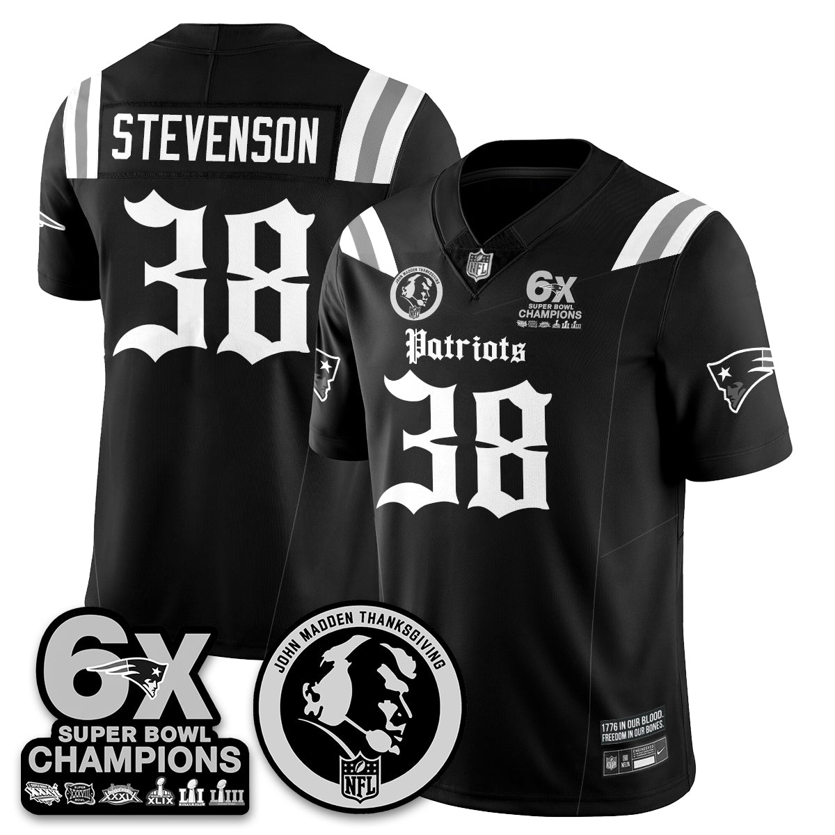 NE Gothic 6x Champions Patch Vapor Limited Jersey - John Madden Patch - All Stitched