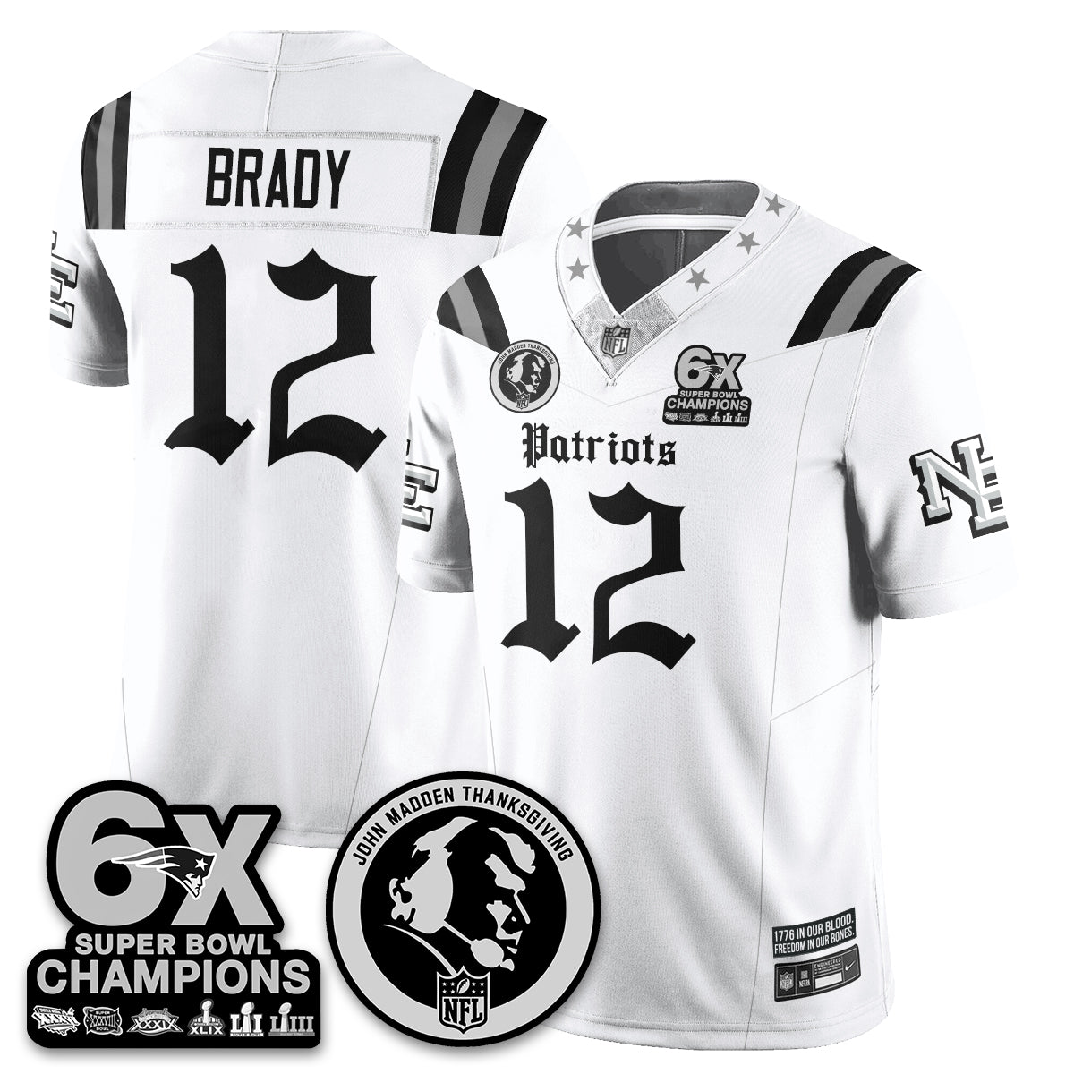 NE Gothic 6x Champions Patch Vapor Limited Jersey - John Madden Patch - All Stitched