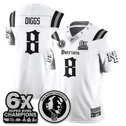 NE Gothic 6x Champions Patch Vapor Limited Jersey - John Madden Patch - All Stitched